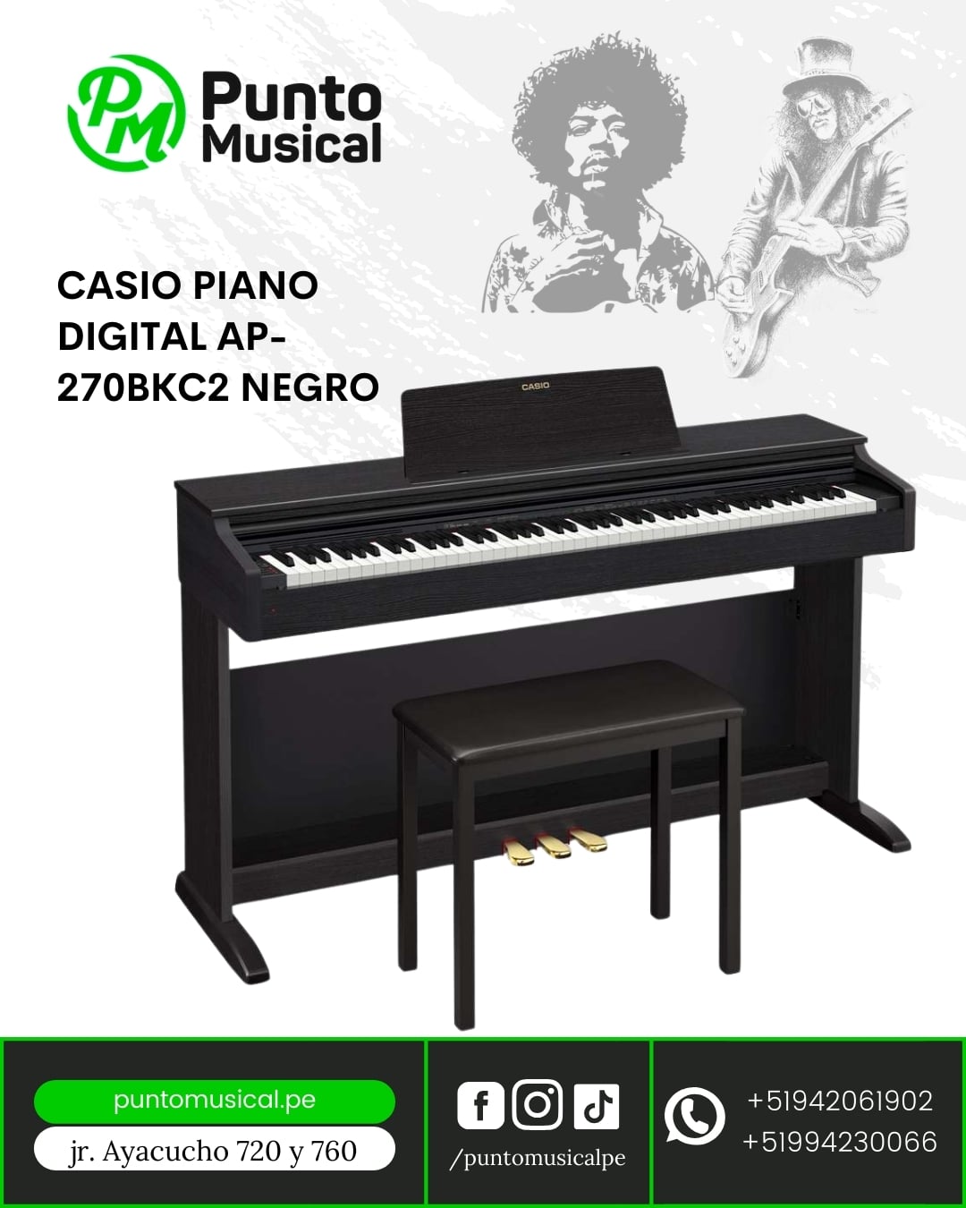CASIO PIANO DIGITAL AP-270BKC2 NEGRO