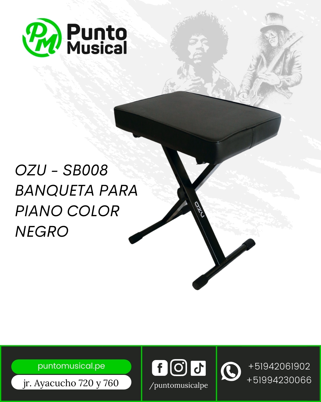 OZU - SB008 BANQUETA PARA PIANO COLOR NEGRO