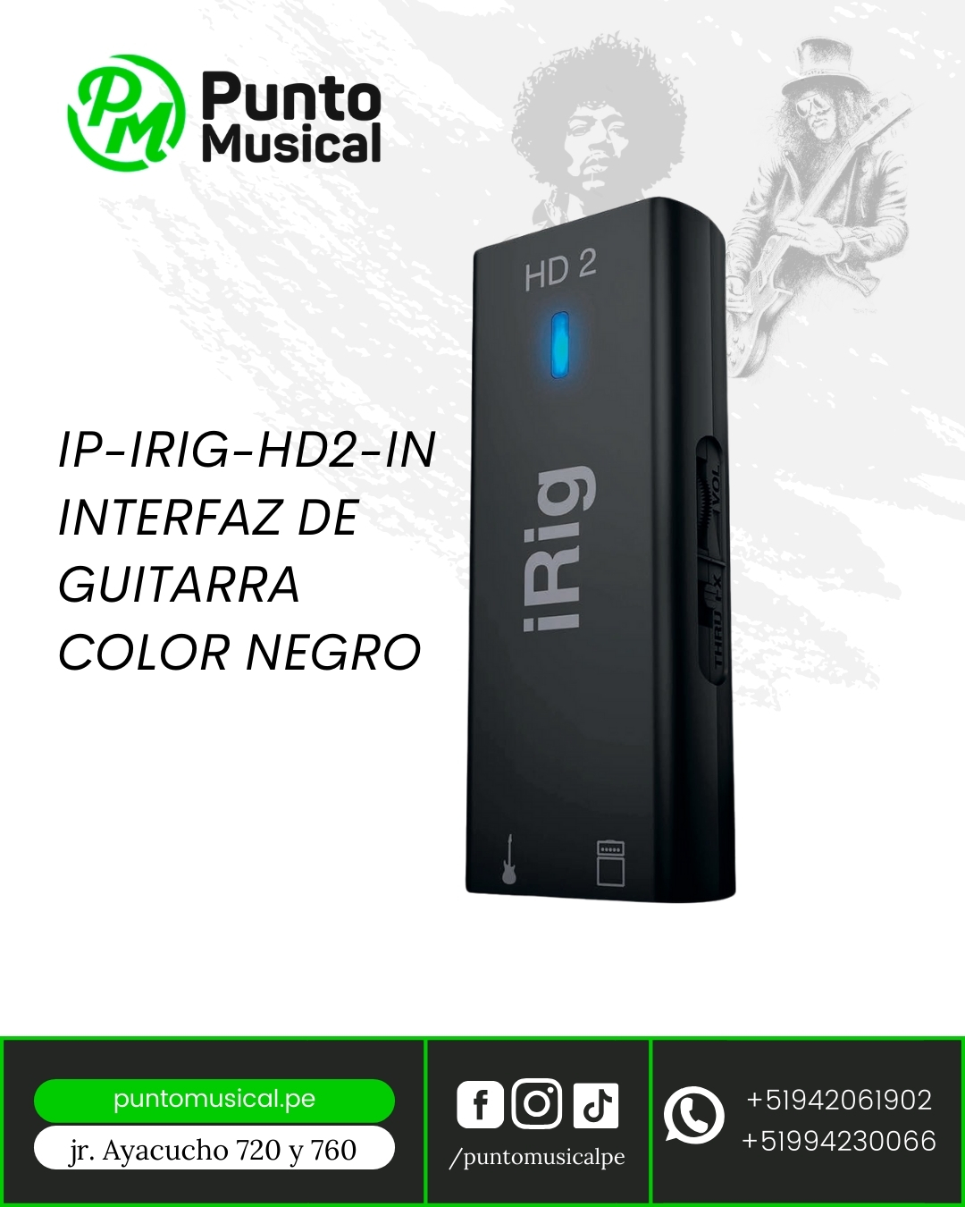 IP-IRIG-HD2-IN INTERFAZ DE GUITARRA COLOR NEGRO