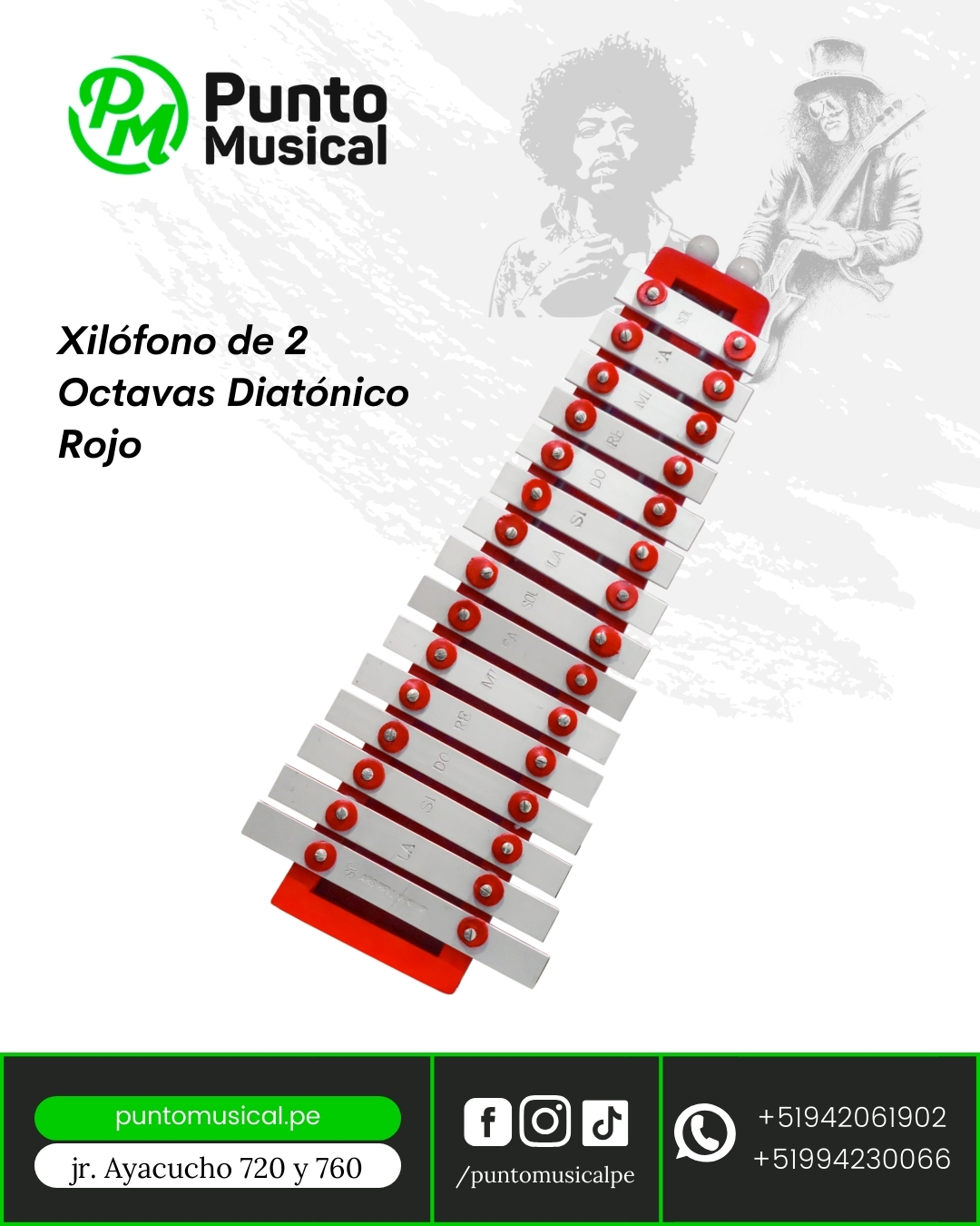 Xilófono de 2 Octavas Diatónico Rojo