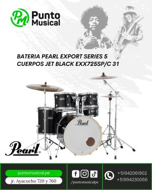 Bateria Pearl Export Series 5 Cuerpos Jet Black EXX725SP/C 31
