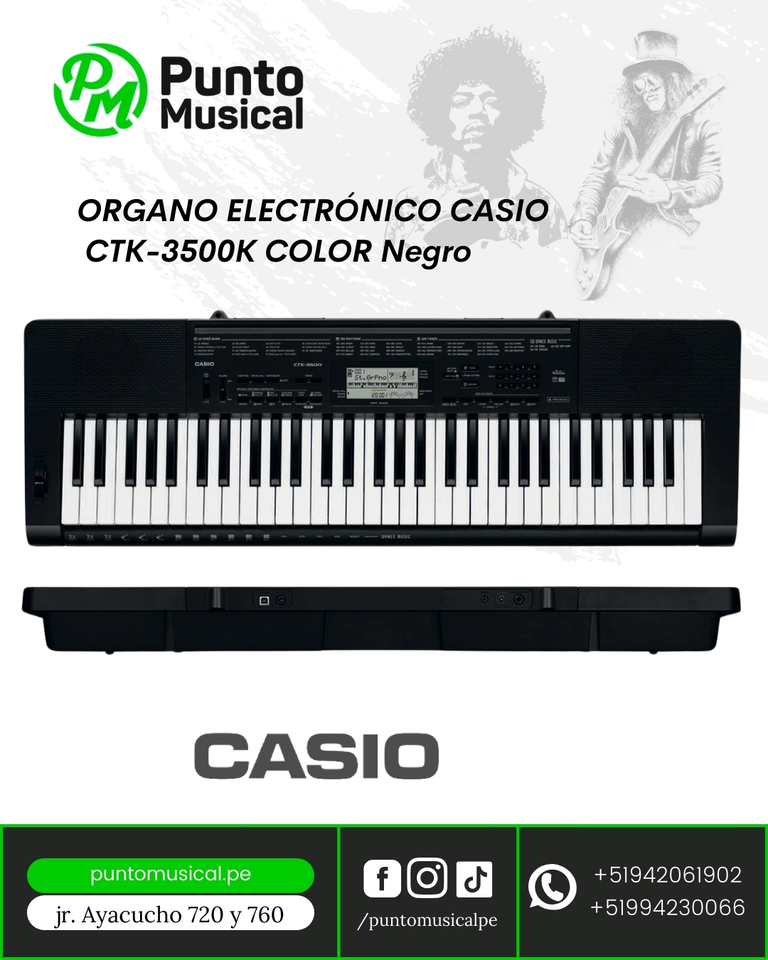 ORGANO ELECTRÓNICO CASIO CTK-3500K COLOR Negro