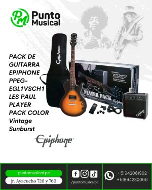 PACK DE GUITARRA EPIPHONE PPEG-EGL1VSCH1 LES PAUL PLAYER PACK COLOR Vintage Sunburst