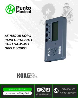 AFINADOR KORG PARA GUITARRA Y BAJO GA-2-MG GRIS OSCURO