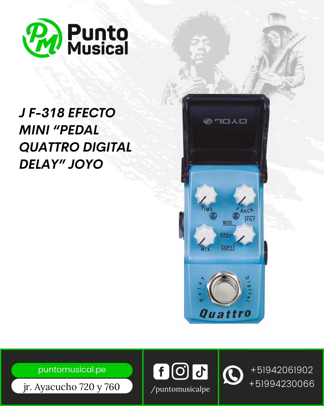 Joyo Jf 08 JOYO JF-08 - Pedal De Retardo Digital Para Guitarra (True Bypass) Joyo Pedal Jf 08