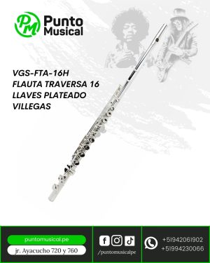 Flauta Traversa 16 Llaves Plateada – VILLEGAS VGS-FTA-16H
