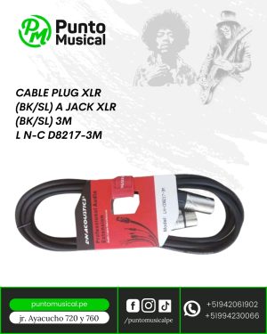 CABLE PLUG XLR (BK/SL) A JACK XLR (BK/SL) 3M L N-C D8217-3M