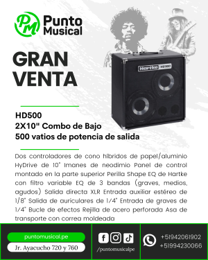 Combo de Bajo Hartke HD500 | Amplificador 500W con 2 Parlantes de 10"