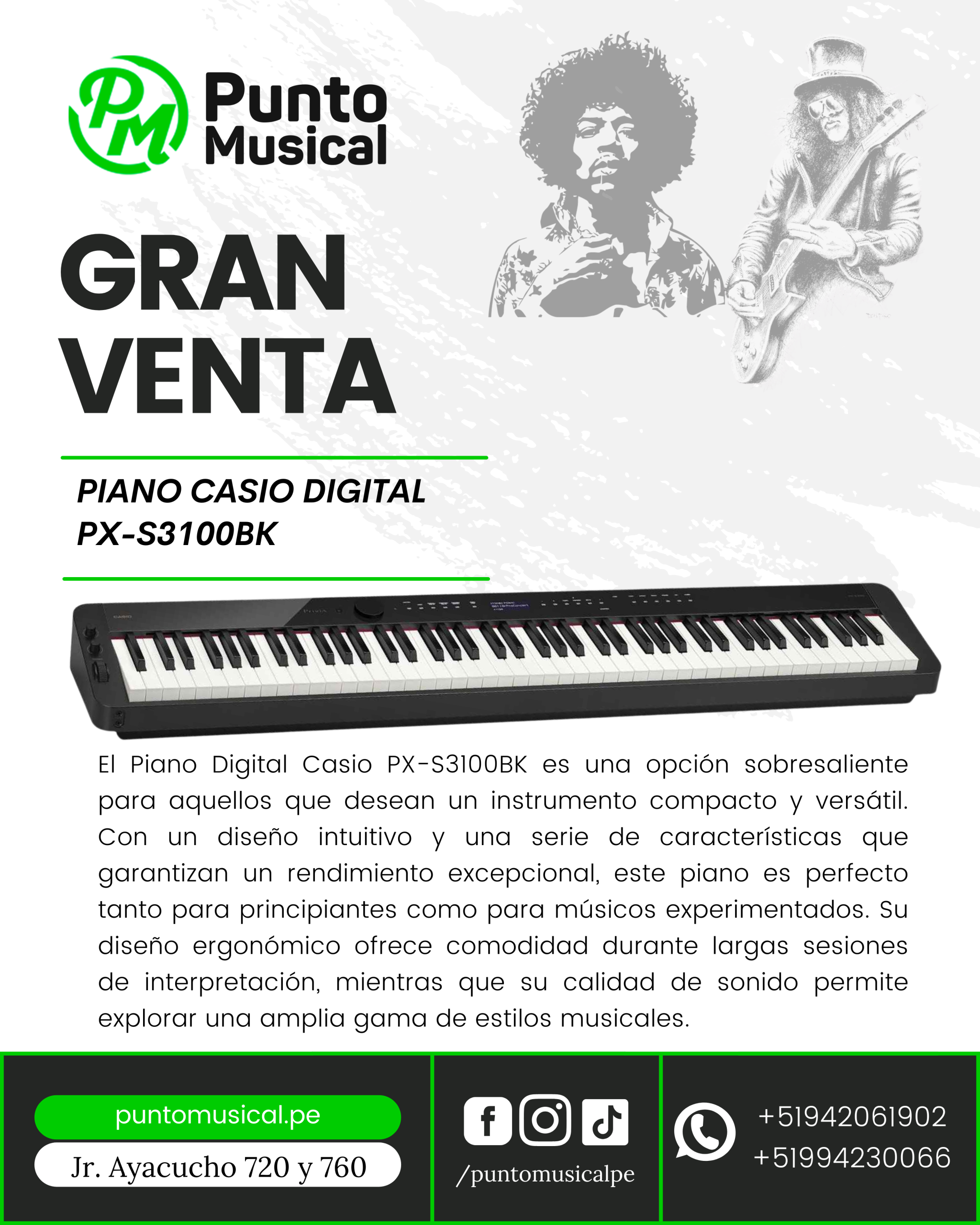 PIANO CASIO DIGITAL PX-S3100BK