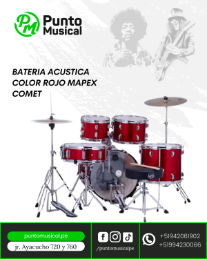 Batería Acústica Mapex Comet Roja – Kit Completo para Músicos