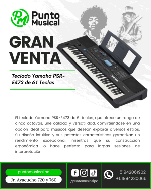 Teclado Yamaha PSR-E473 de 61 Teclas