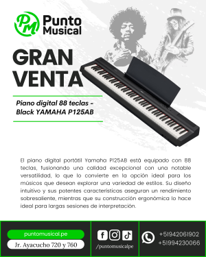 Piano digital 88 teclas - Black YAMAHA P125AB