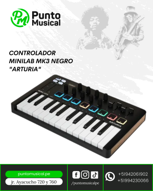 Controlador MIDI Arturia MiniLab MK3 Negro – 25 teclas sensibles