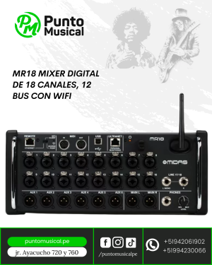 Mixer Digital MR18 – 18 Canales, 12 Buses con WiFi
