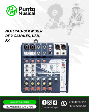 Mixer Notepad-8FX – 2 Canales con USB y Efectos