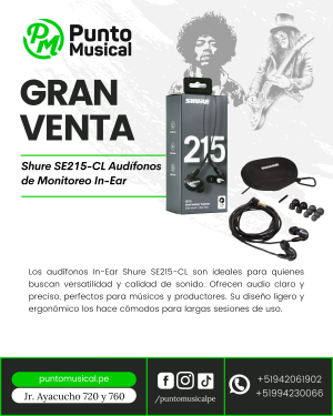 Shure SE215-CL Audífonos de Monitoreo In-Ear