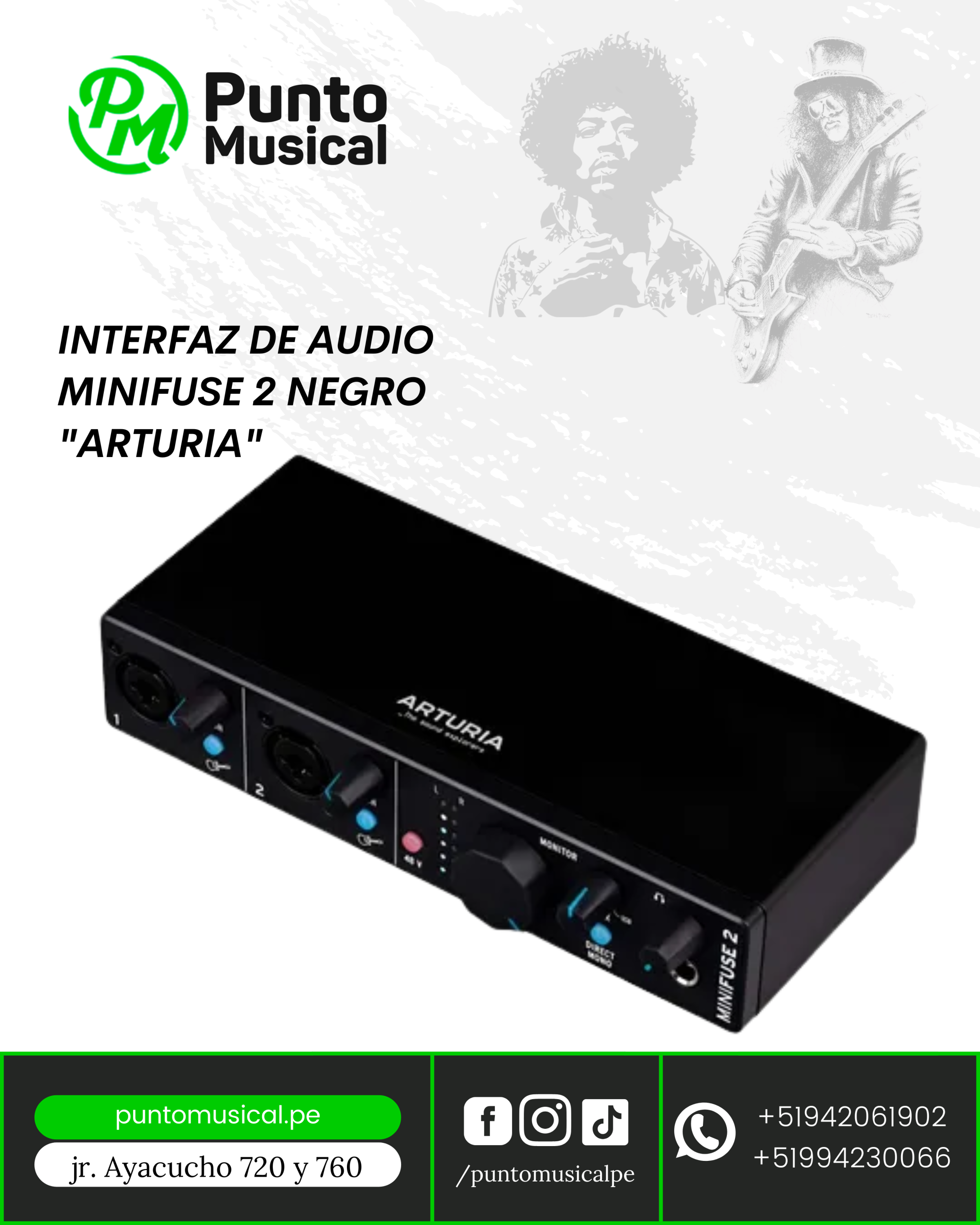 Interfaz de Audio Arturia MiniFuse 2 Negra – 2 entradas / 2 salidas