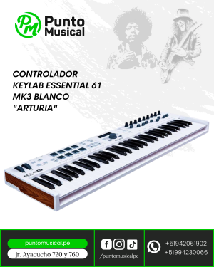 Controlador Arturia KeyLab Essential 61 MK3 Blanco – Teclado MIDI 61 teclas