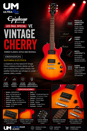 GUITARRA ELÉCTRICA EPIPHONE ENSVHSVCH1 ESTILO LES PAUL-SPECIAL VE COLORHeritage Cherry Sunburst