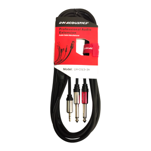 CABLE PLUG STEREO 3.5MM (SL) C/PIN DORADO A 2 PLUG MONO 6.35MM (BK/RD) 3M LN-C013-3M
